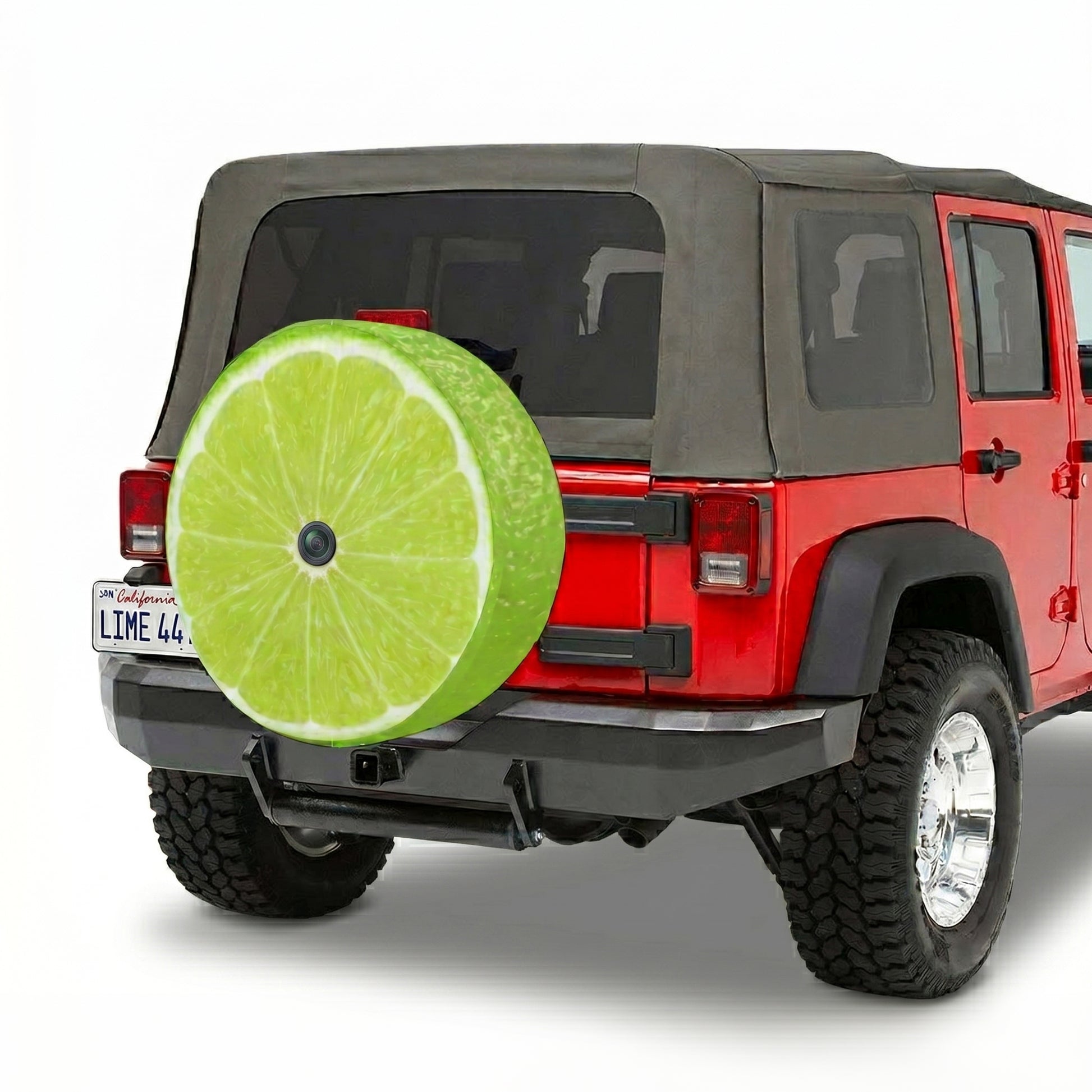 Lime Green Citrus Spare Tire Cover - Angle Detail View