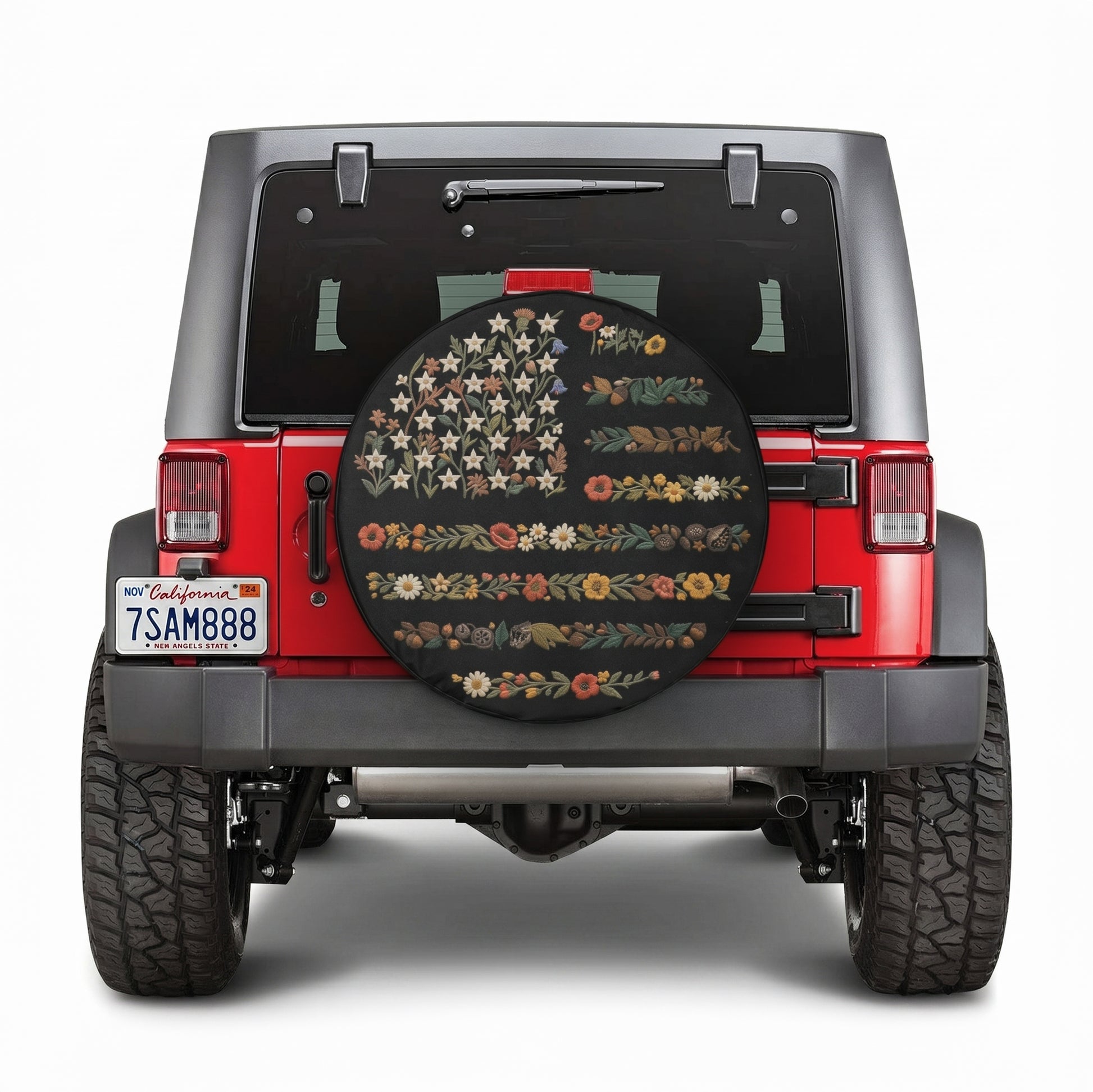 USA Stars and Stripes Spare Tire Cover - Angle Detail View