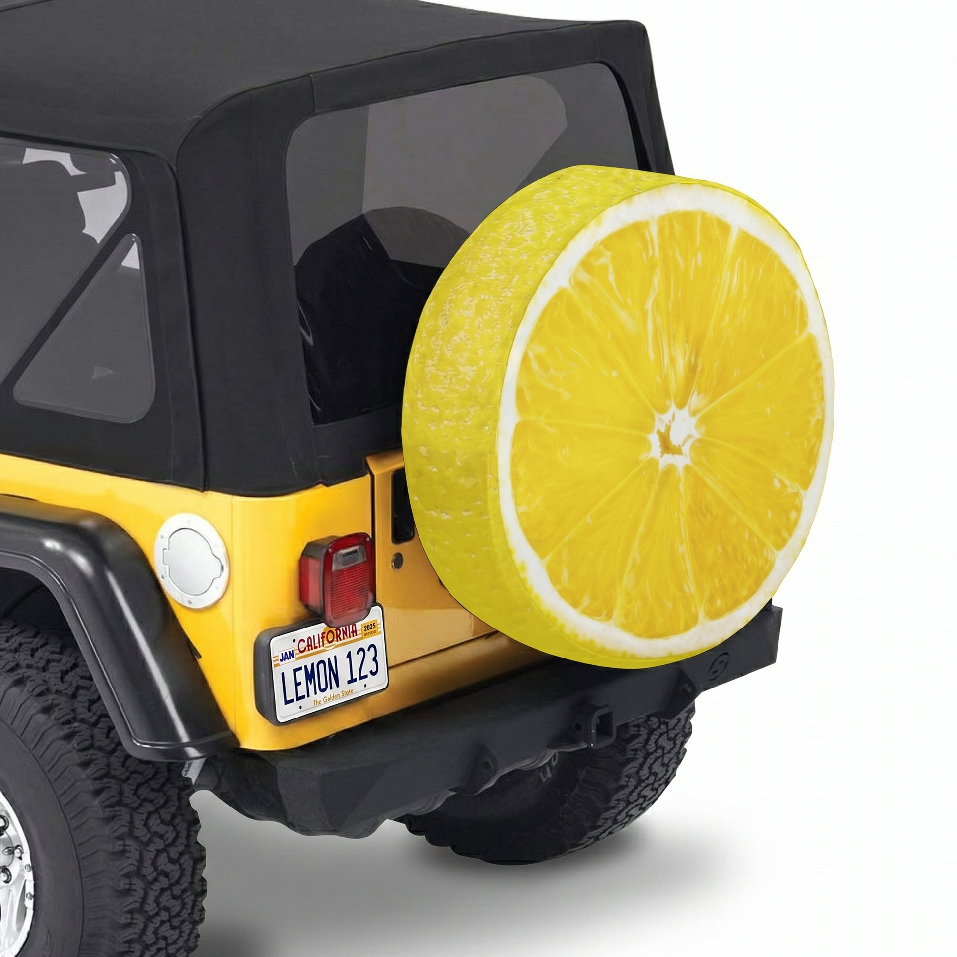 Lemon Citrus Spare Tire Cover - Angle Detail View