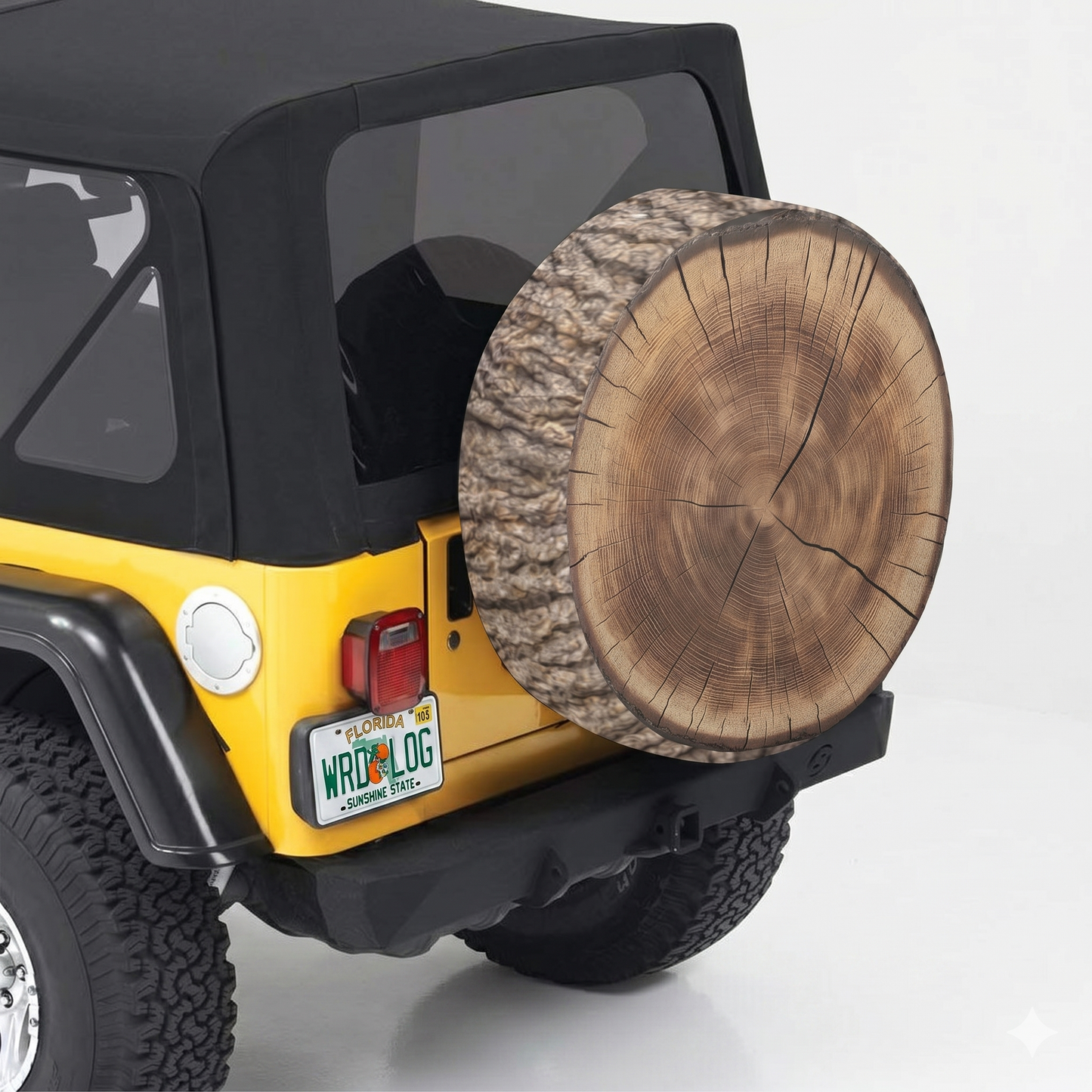 Wood Grain Spare Tire Cover - Angle Detail View