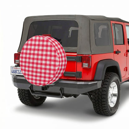 Vintage Style Tire Cover Mounted on RV Camper - Lifestyle View