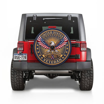Military Veteran Patriotic Tire Cover - Angle Detail View