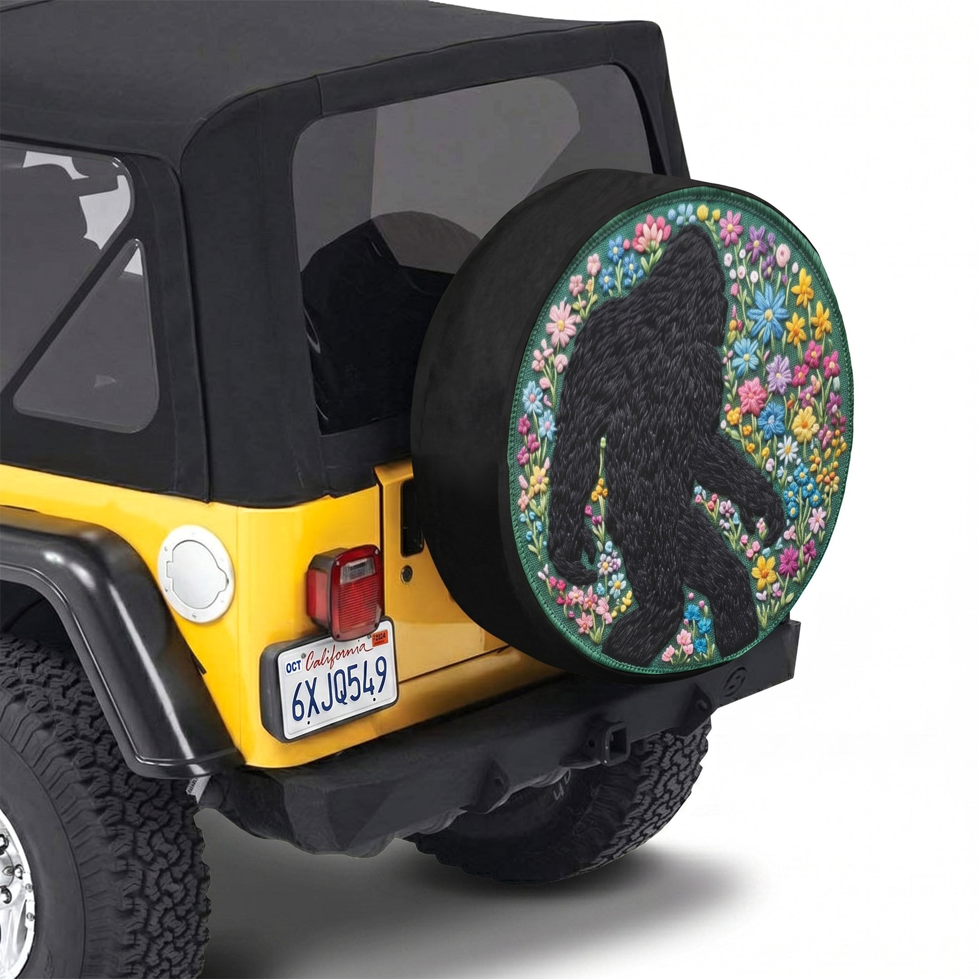 Bigfoot Sasquatch Spare Tire Cover Mounted on SUV - Lifestyle View