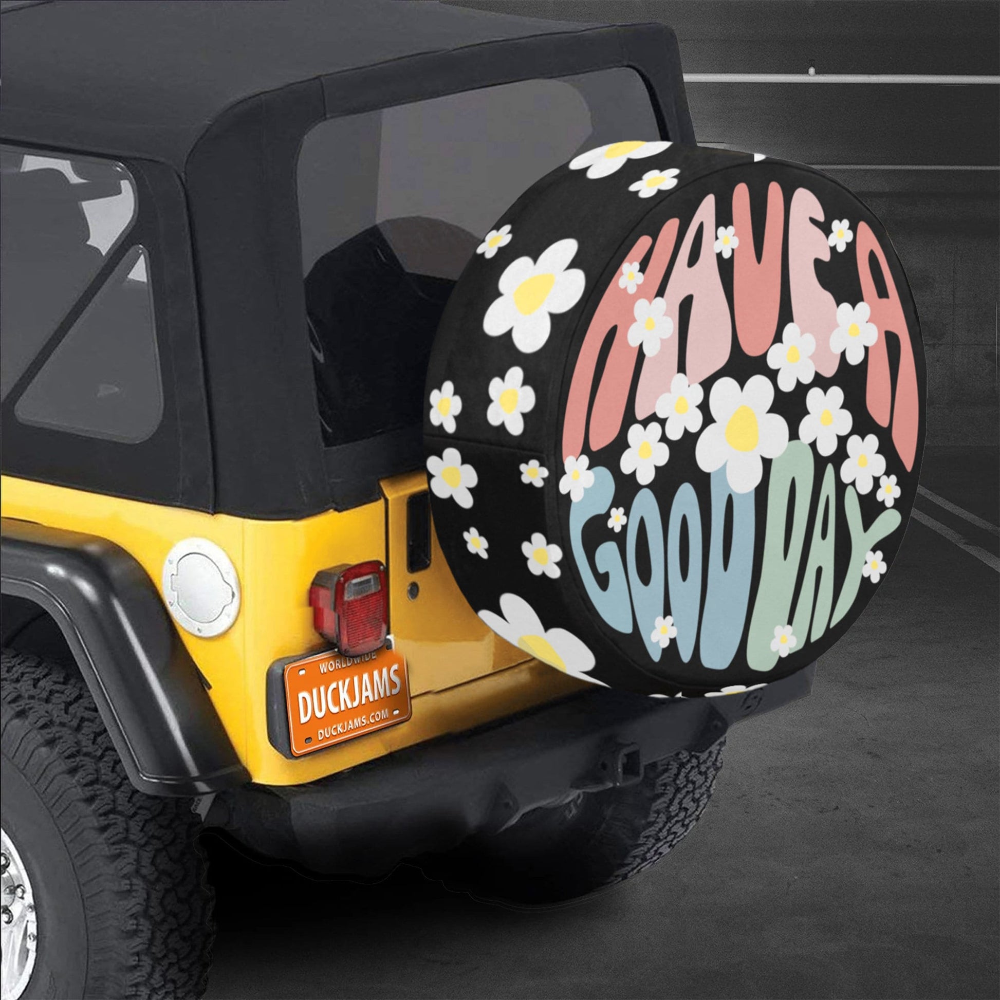 Hippie Have a Good Day Spare Tire Cover | Floral Boho Jeep & SUV — photo 2