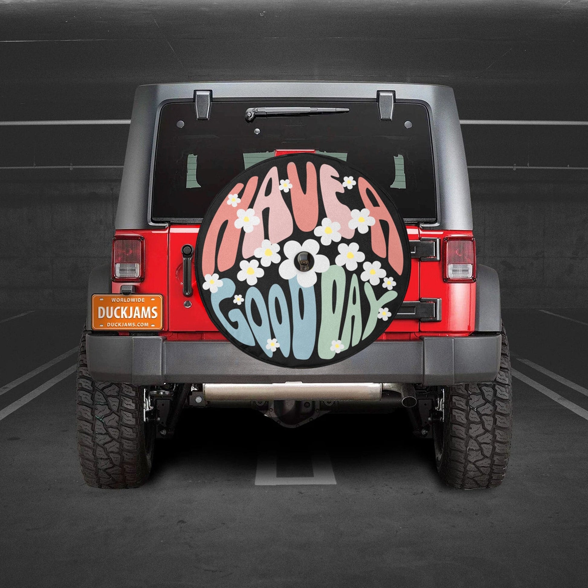 Hippie Have a Good Day Spare Tire Cover | Floral Boho Jeep & SUV — photo 1